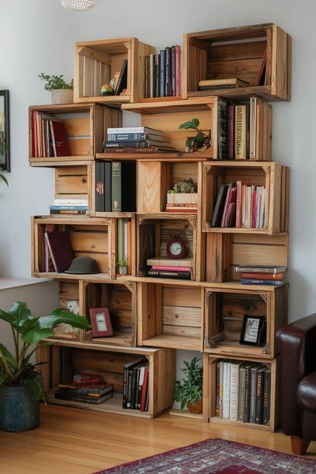 Bücherregal aus Holzkisten DIY