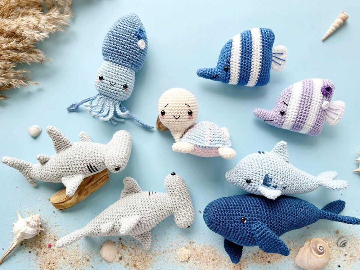 Bunte Amigurumi Meerestiere