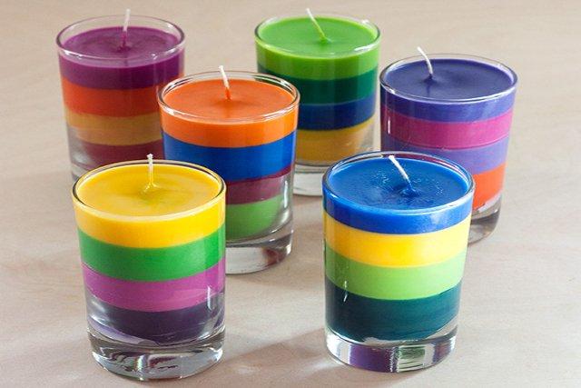 Bunte Schichtkerzen DIY