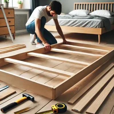Einfaches Bettgestell aus Holz