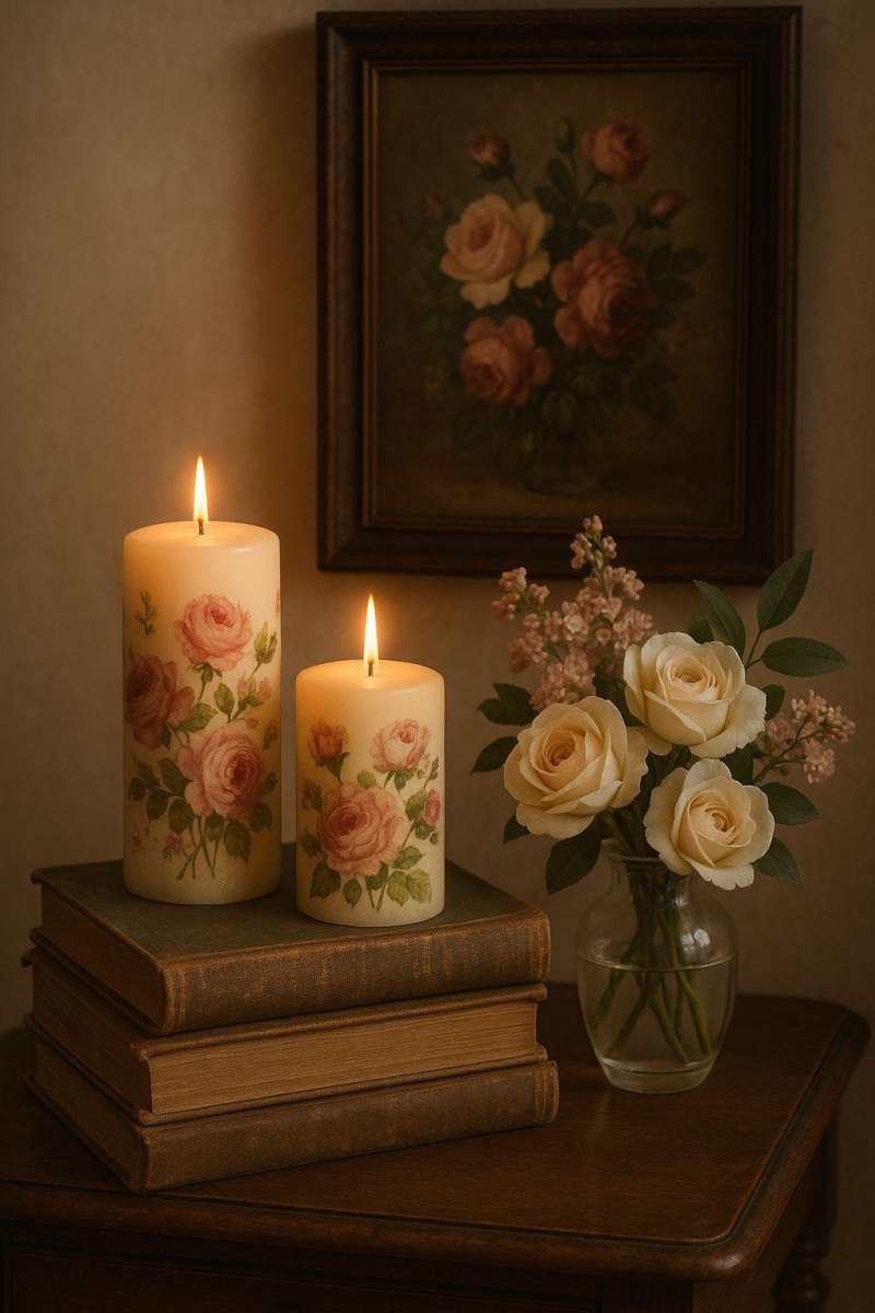 Vintage Blumenkerze Dekoration