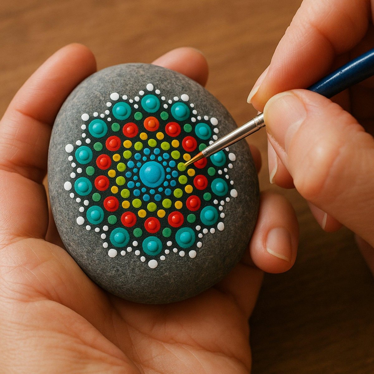 Mandalas auf bunten Steinen