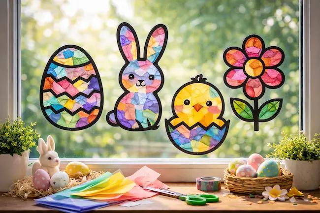 Oster Fensterbild mit Kindern