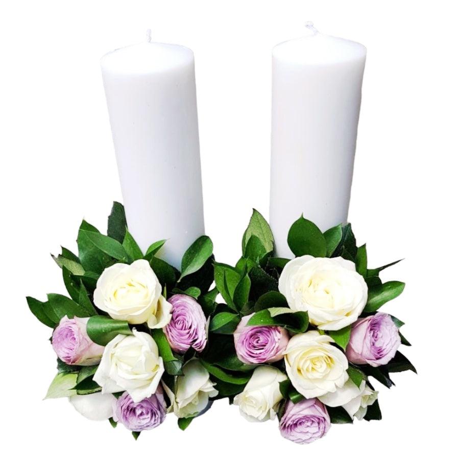 Hochzeitskerze mit Blumen