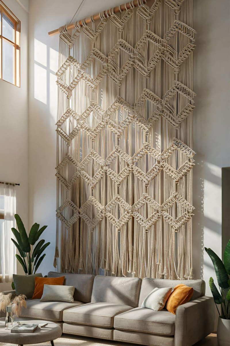 Großer Boho Makramee Wandbehang Wohnzimmer