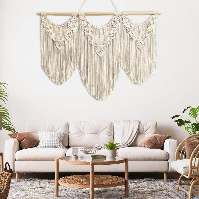Großer Makramee-Wandbehang Wohnzimmer