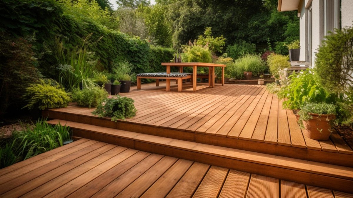 Geölte Holzterrasse im Garten