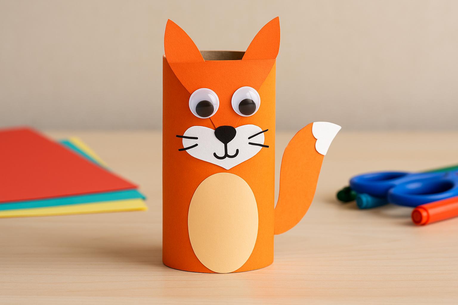 Lustiger Fuchs aus Klopapierrolle mit Schwanz