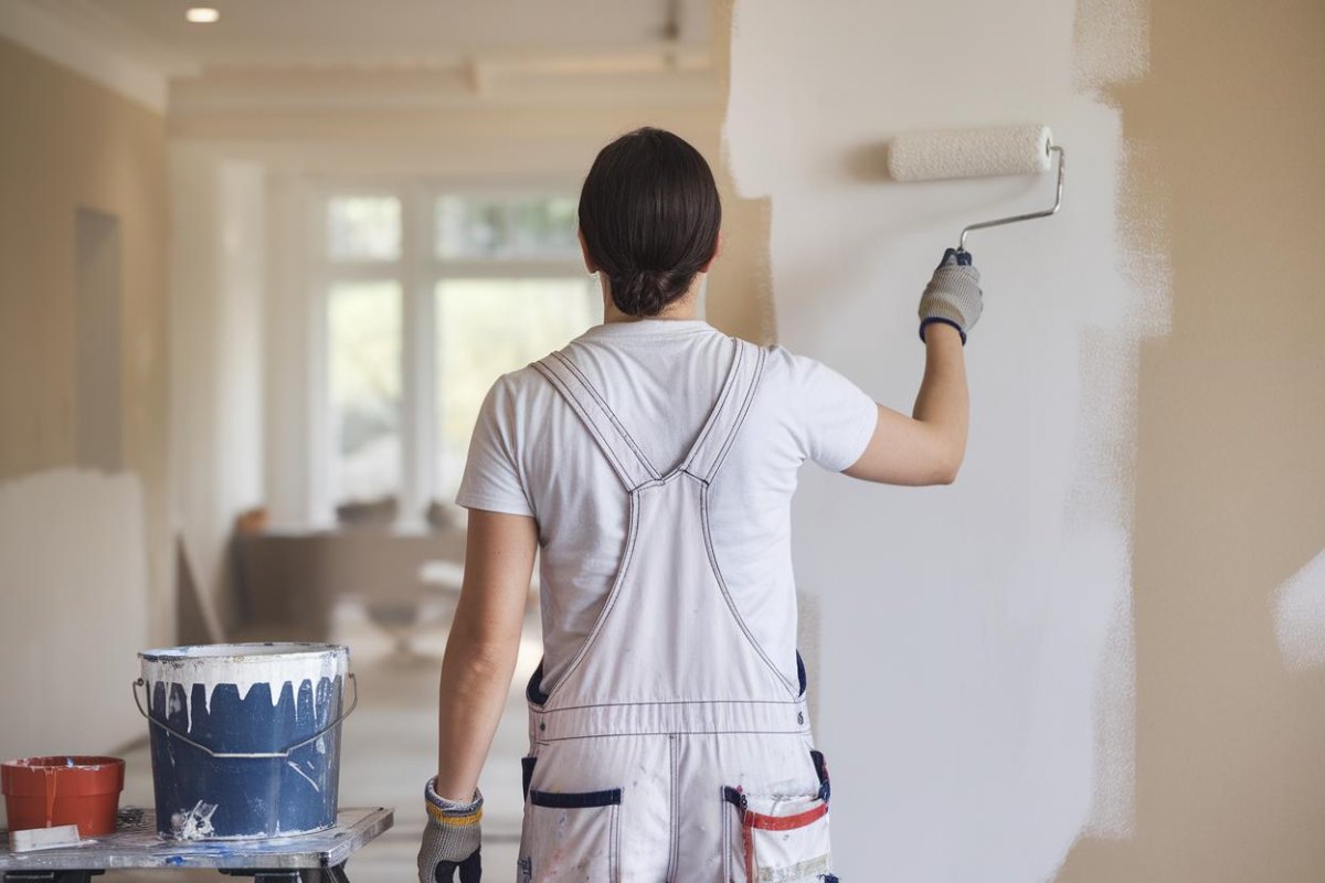Zweite Farbschicht auf Wand auftragen