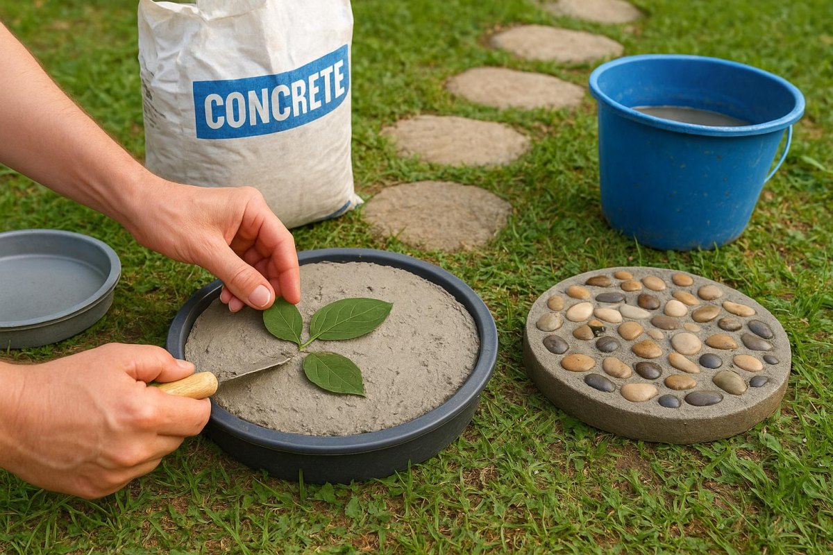Beton mit Blattabdruck Muster