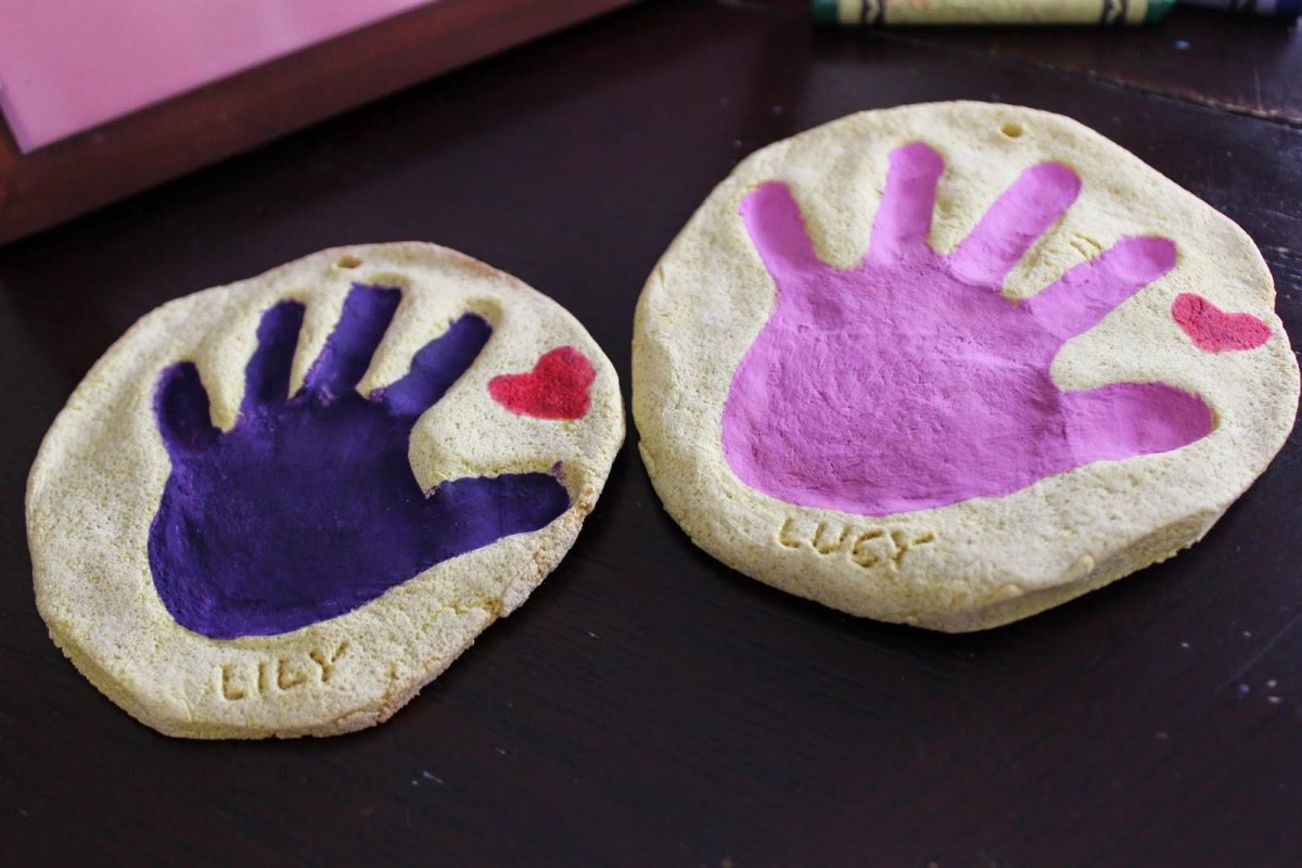Salzteig Handabdruck Figuren Kinder