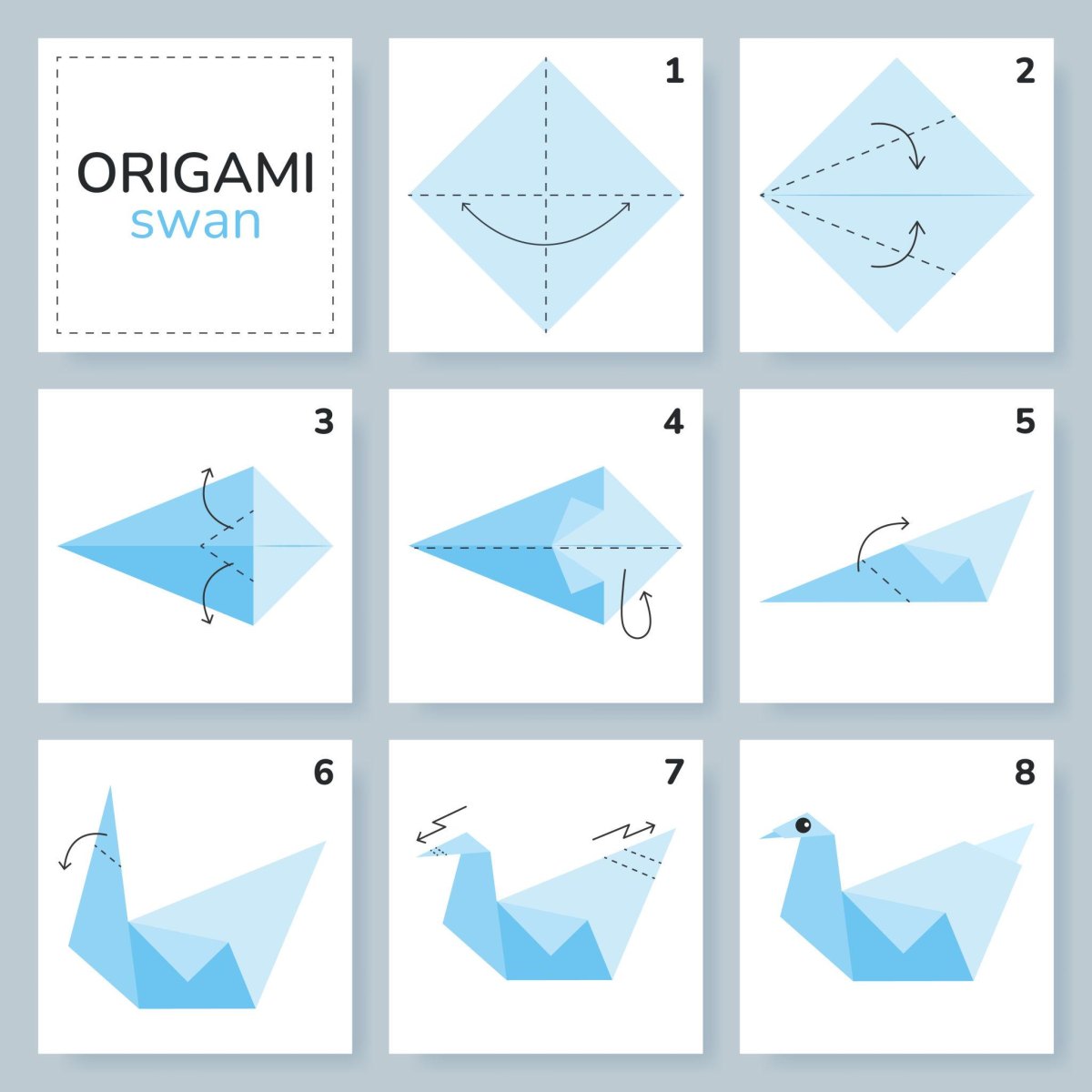 Origami Schwan gefaltet