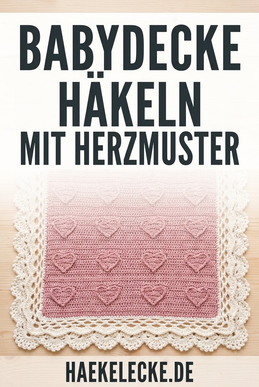 Babydecke häkeln mit süßem Herzmuster