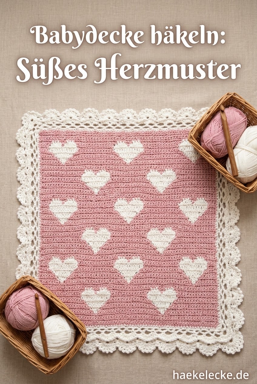 Babydecke häkeln: Süßes Herzmuster