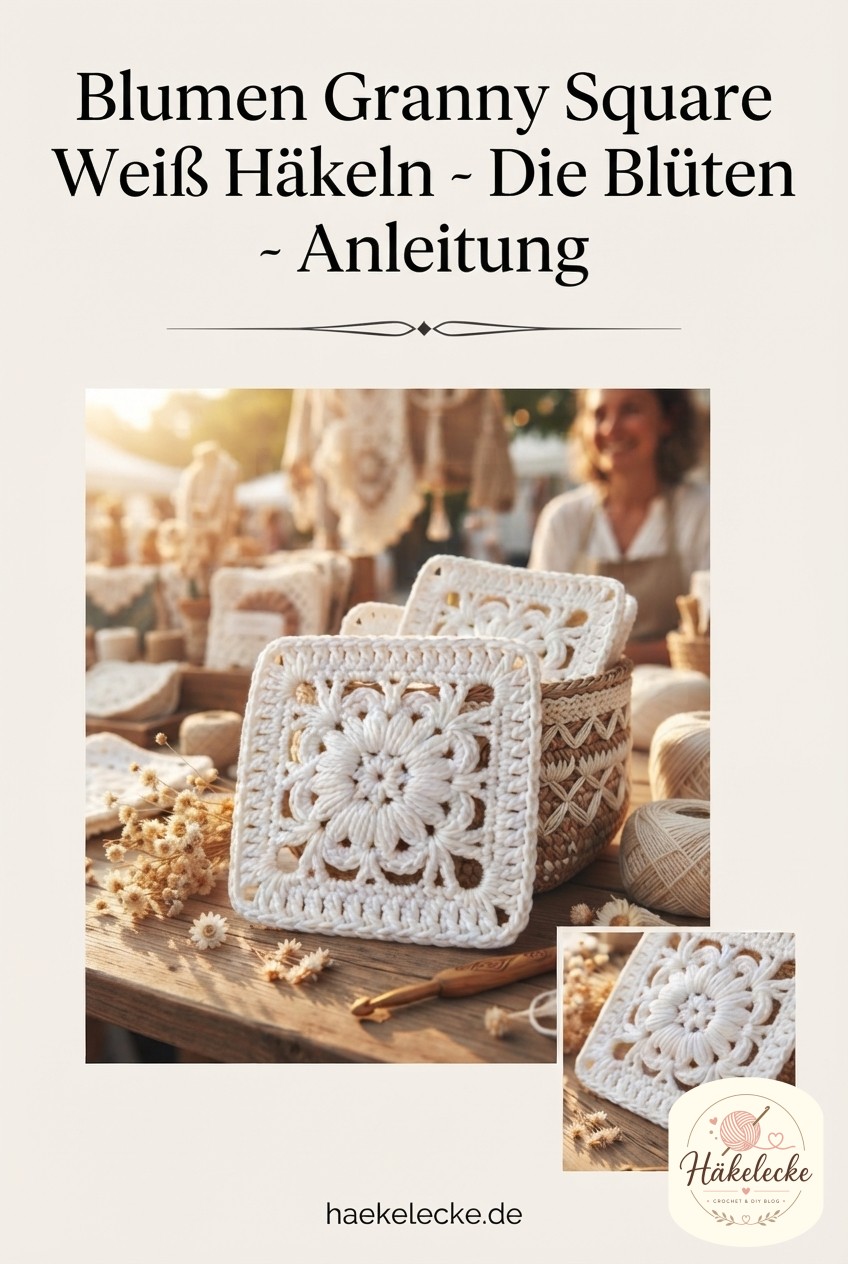Blumen Granny Square Weiß Häkeln - Die Blüten - Anleitung