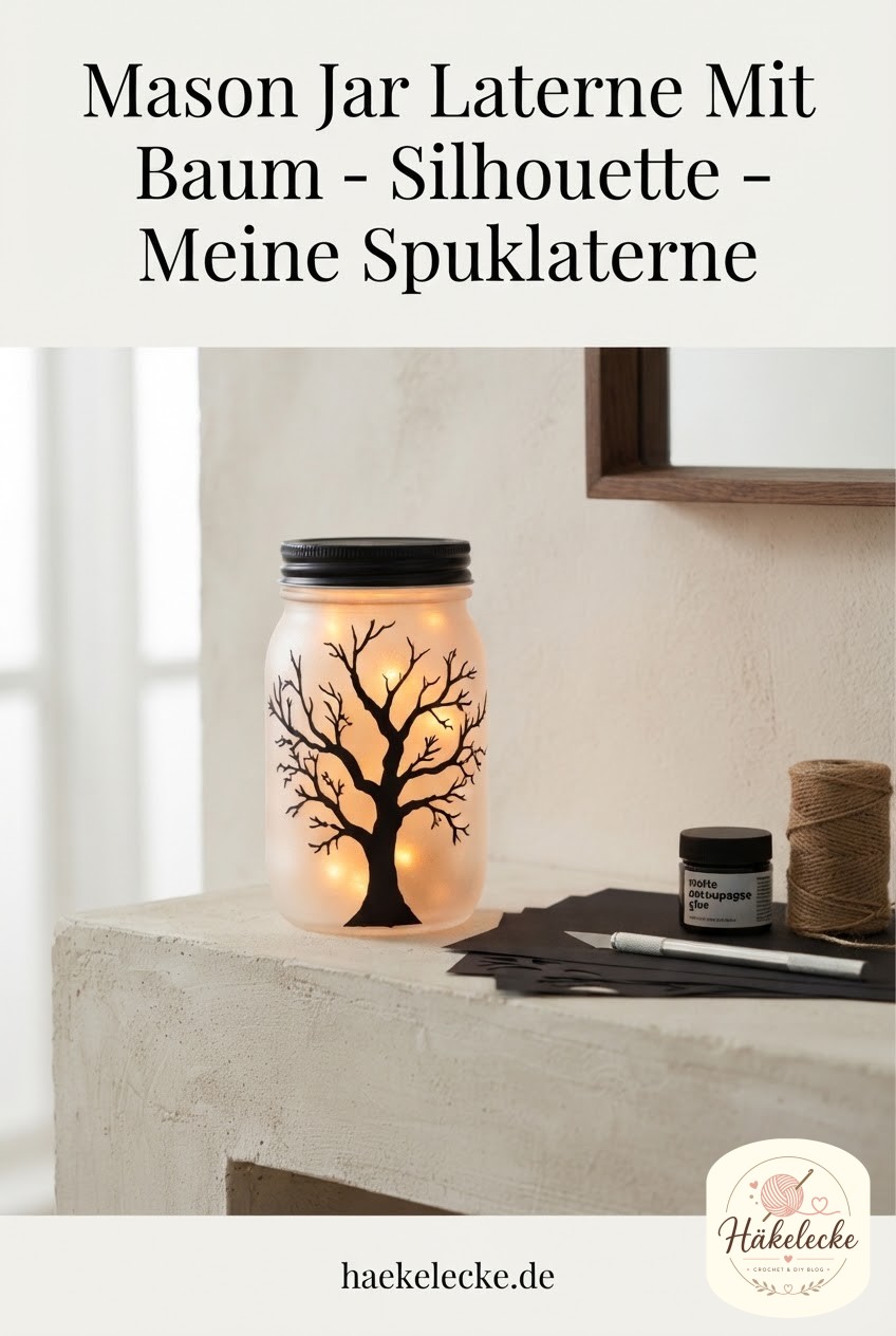 Mason Jar Laterne Mit Baum - Silhouette - Meine Spuklaterne