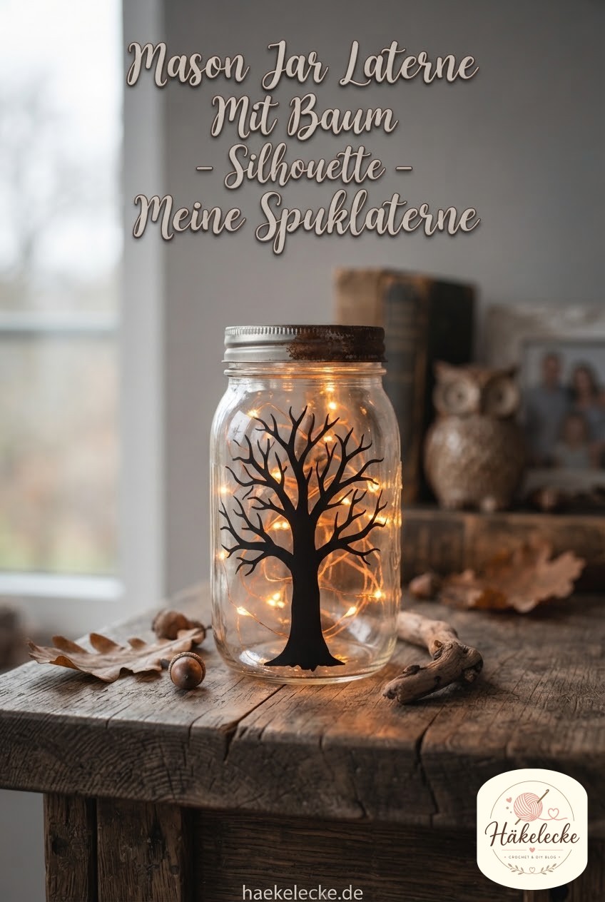 Mason Jar Laterne Mit Baum - Silhouette - Meine Spuklaterne