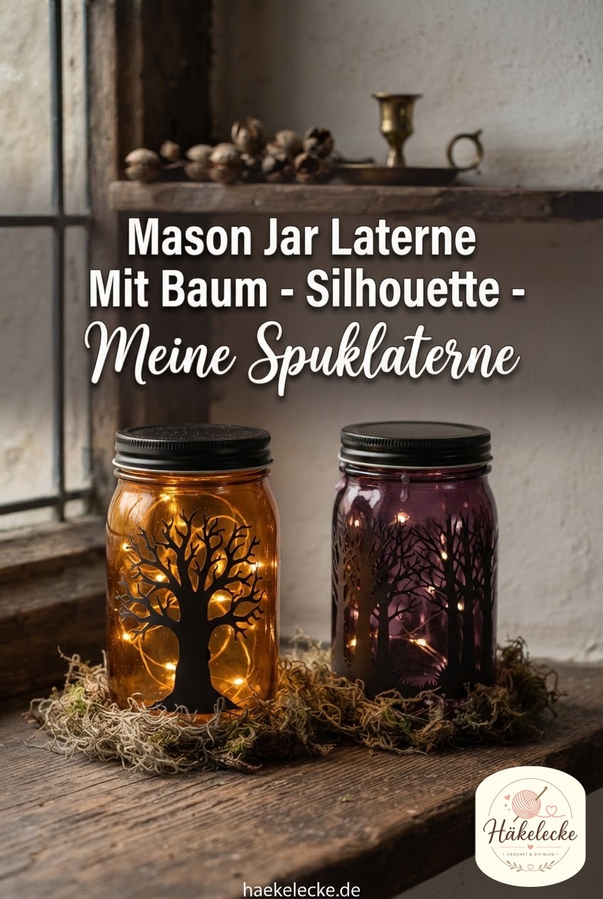 Mason Jar Laterne Mit Baum - Silhouette - Meine Spuklaterne