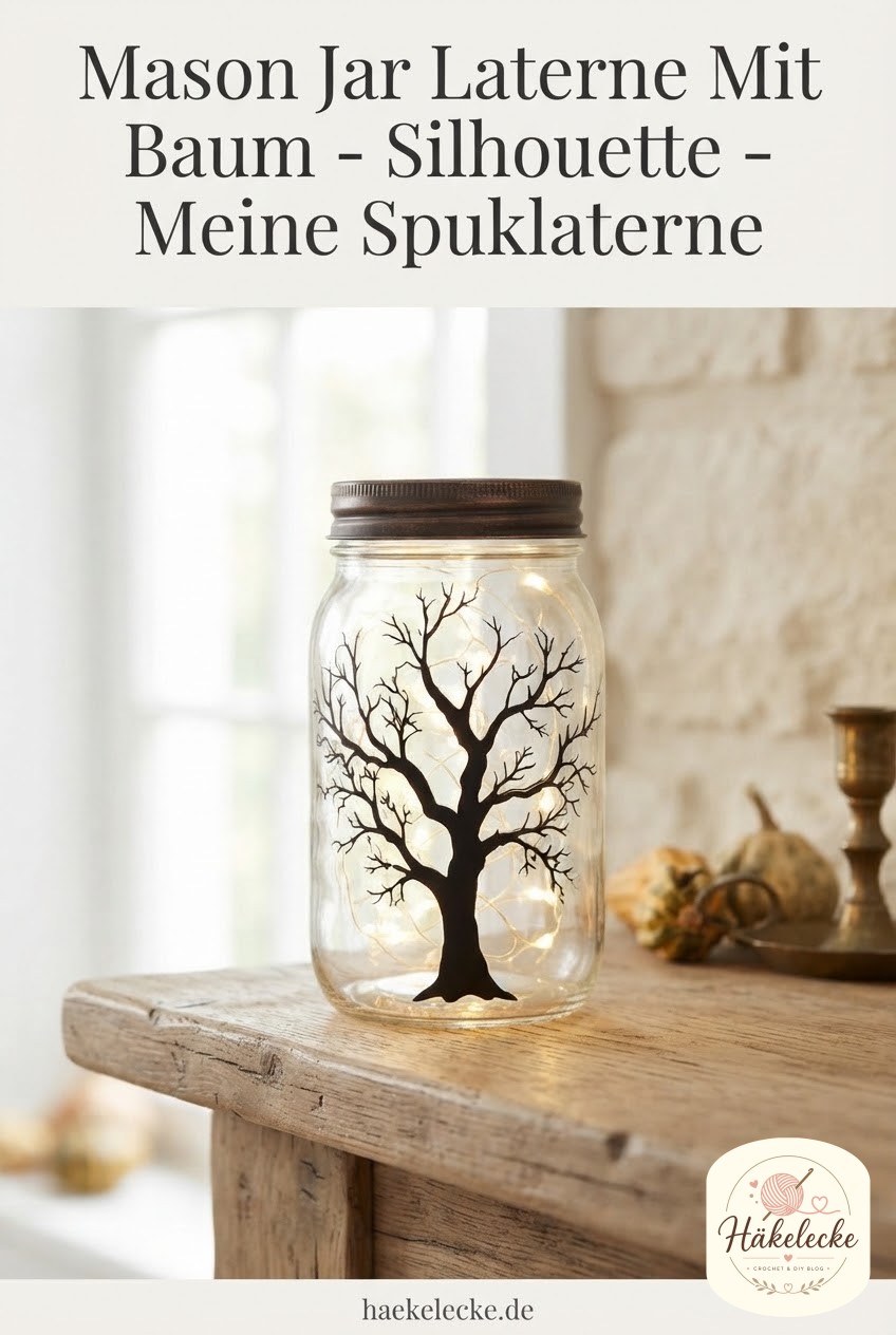 Mason Jar Laterne Mit Baum - Silhouette - Meine Spuklaterne