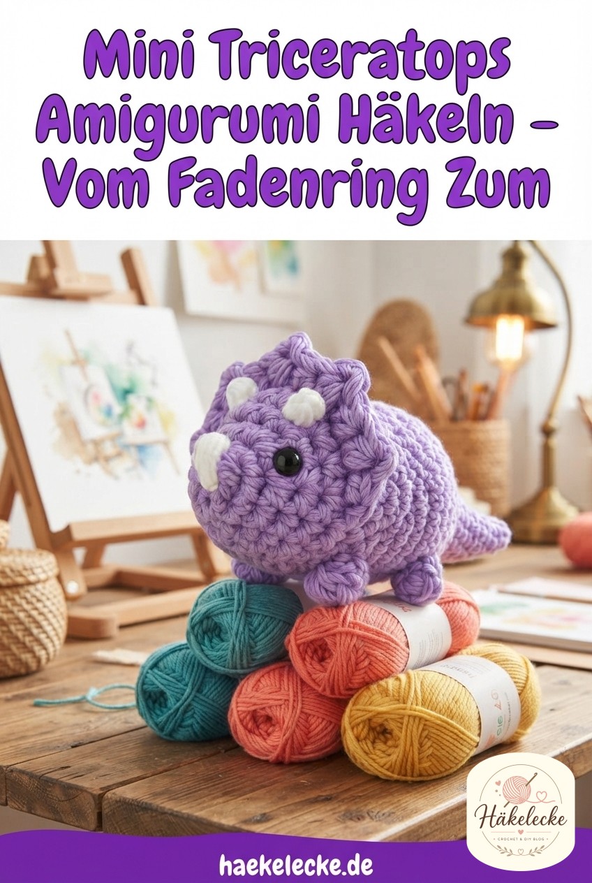 Mini Triceratops Amigurumi Häkeln - Vom Fadenring Zum