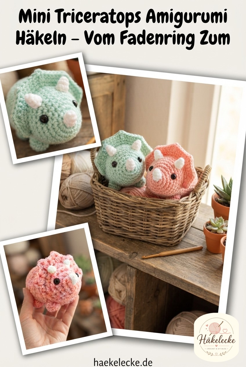 Mini Triceratops Amigurumi Häkeln - Vom Fadenring Zum