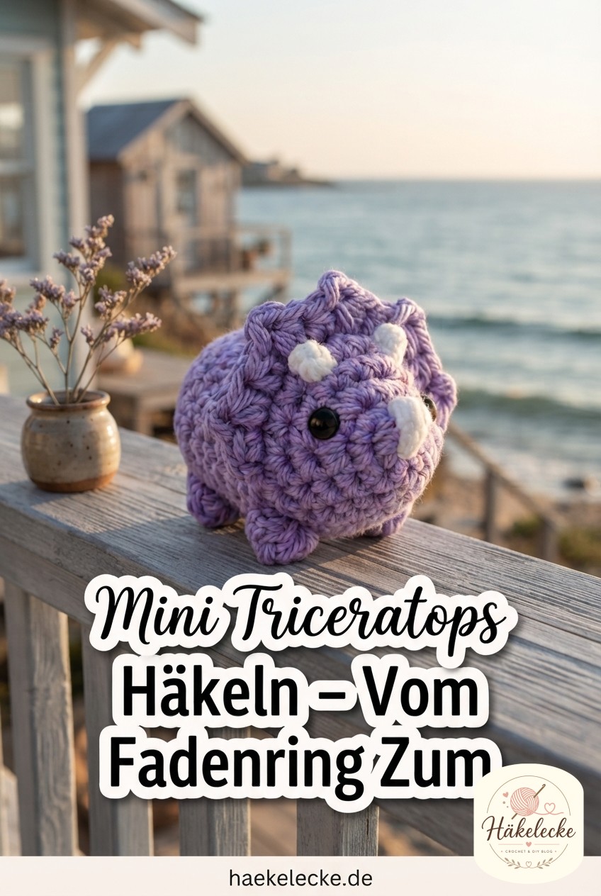 Mini Triceratops Amigurumi Häkeln - Vom Fadenring Zum
