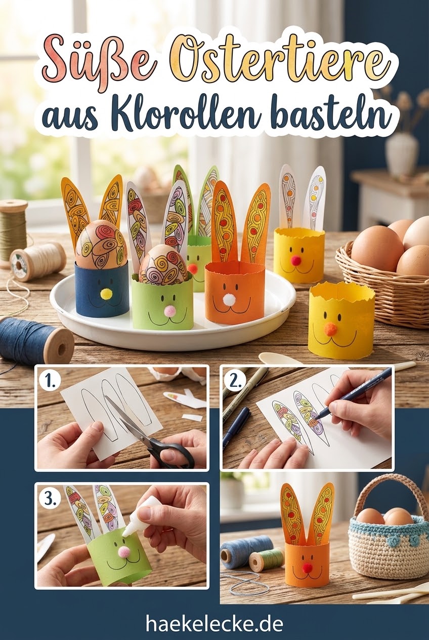 Süße Ostertiere aus Klorollen basteln