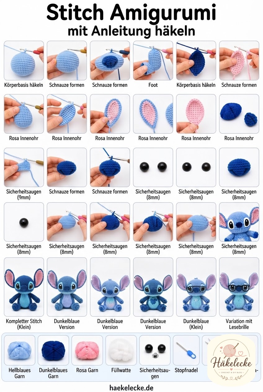 Stitch Amigurumi mit Anleitung häkeln