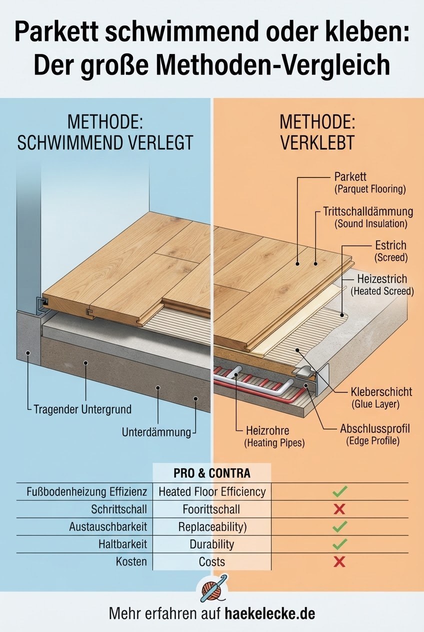 Parkett schwimmend oder kleben: Der große Methoden-Vergleich