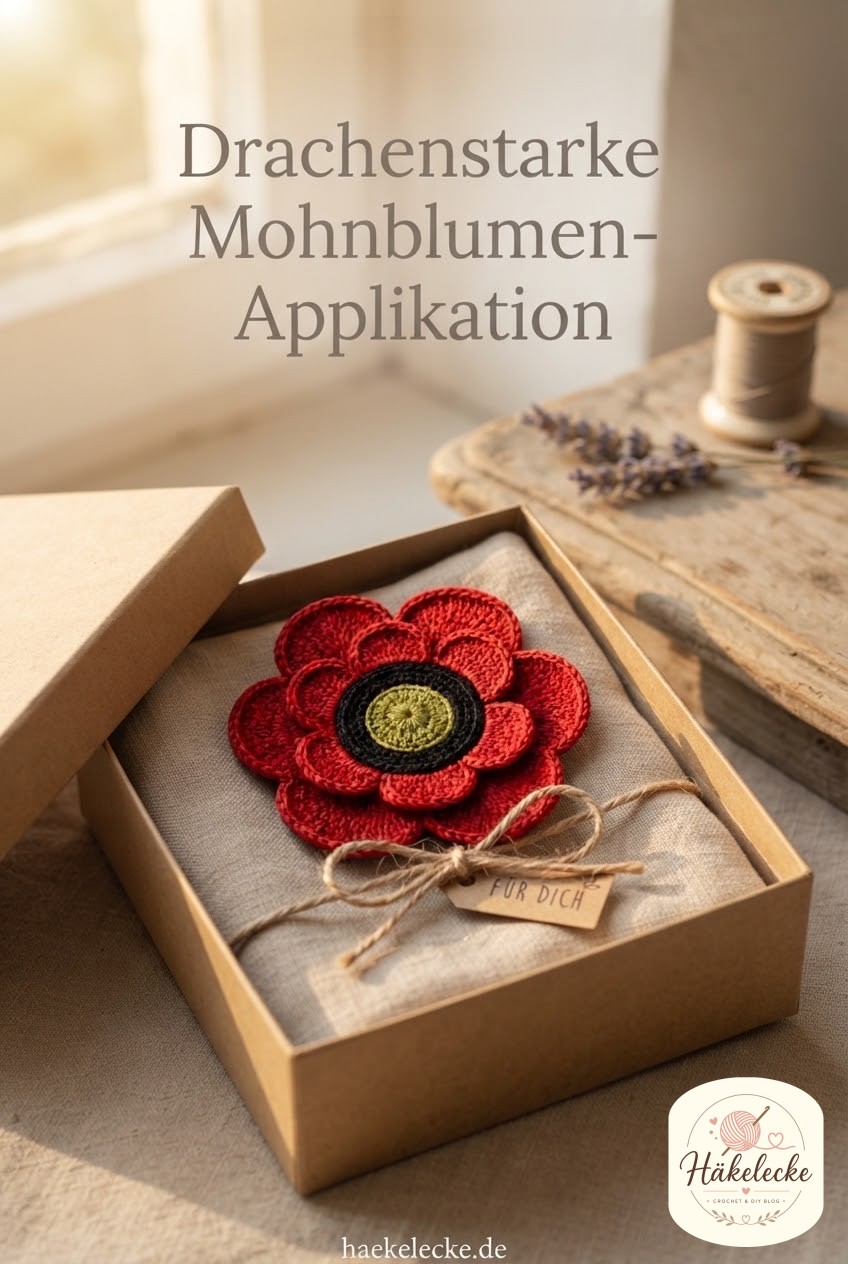 Drachenstarke Mohnblumen-Applikation
