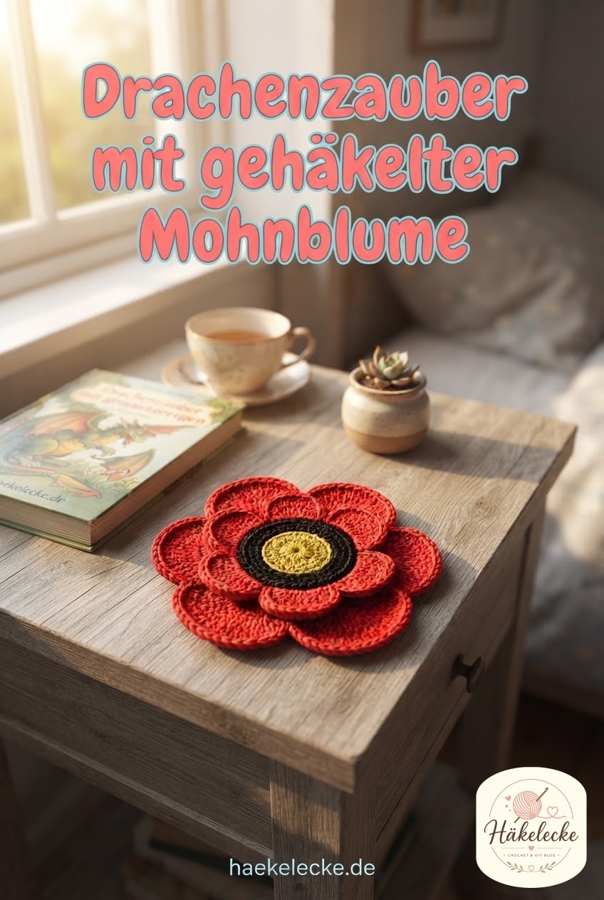 Drachenzauber mit gehäkelter Mohnblume