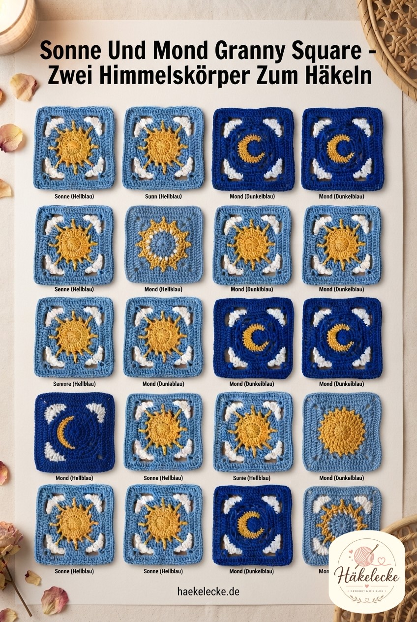 Sonne Und Mond Granny Square - Zwei Himmelskörper Zum Häkeln