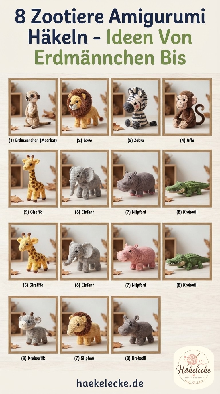 8 Zootiere Amigurumi Häkeln - Ideen Von Erdmännchen Bis