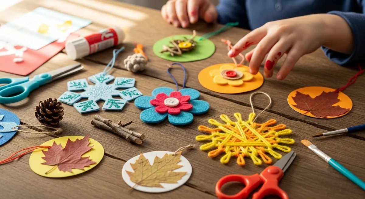 Kinder basteln saisonale Dekoration