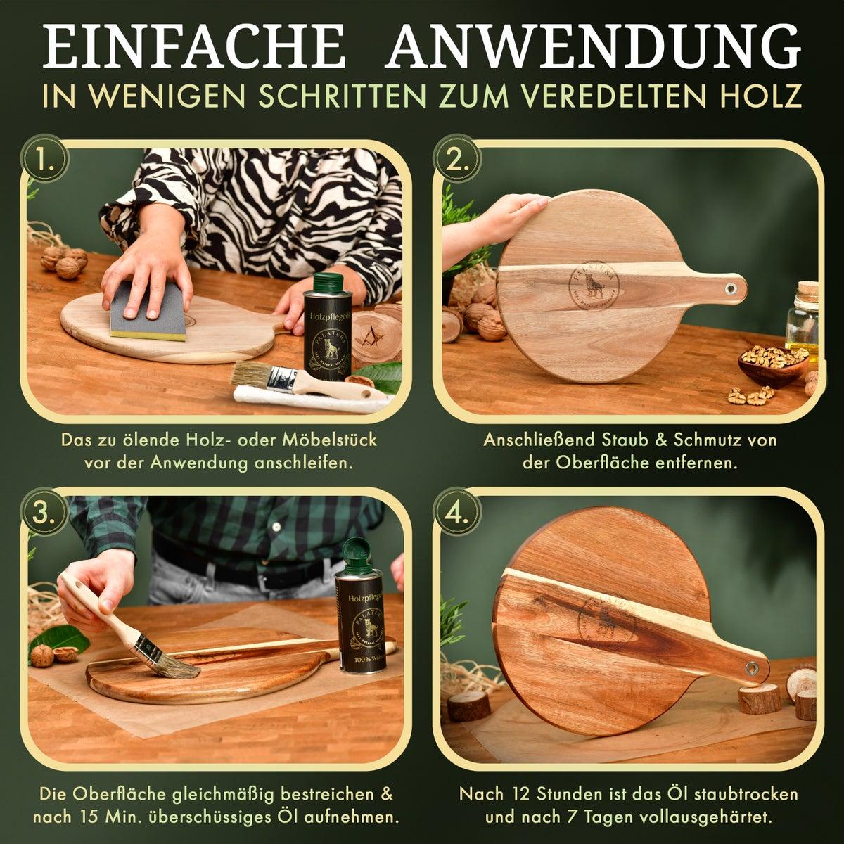 Frisch geölte Holzfläche beim Trocknen