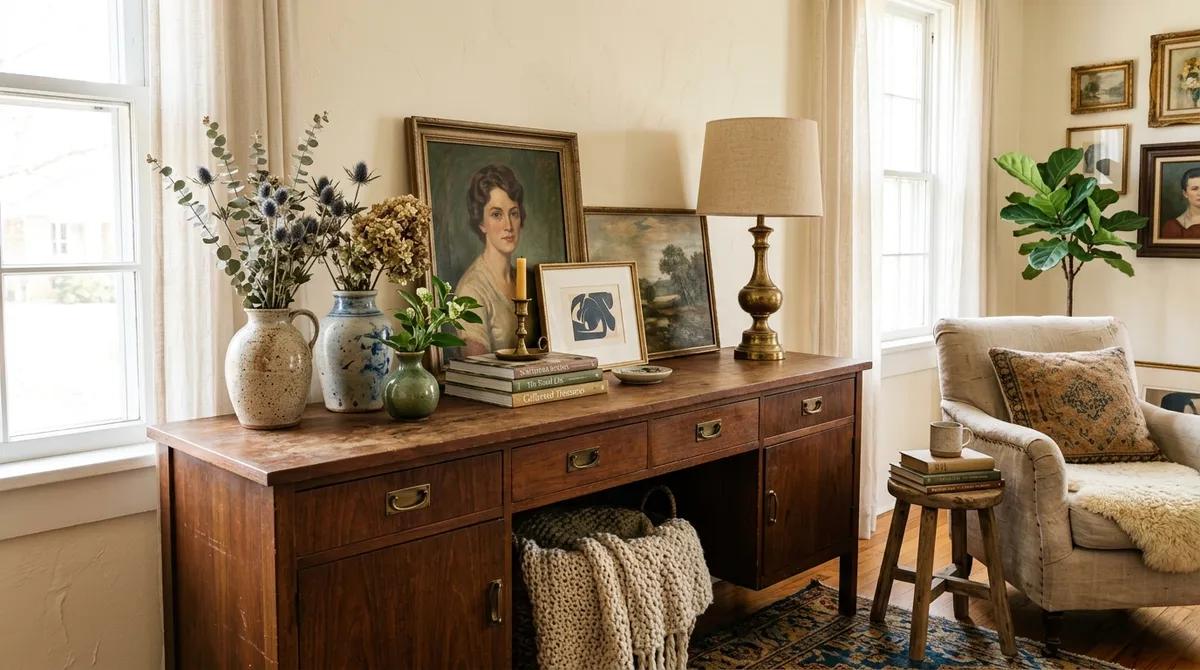 Vintage Sideboard im Wohnzimmer