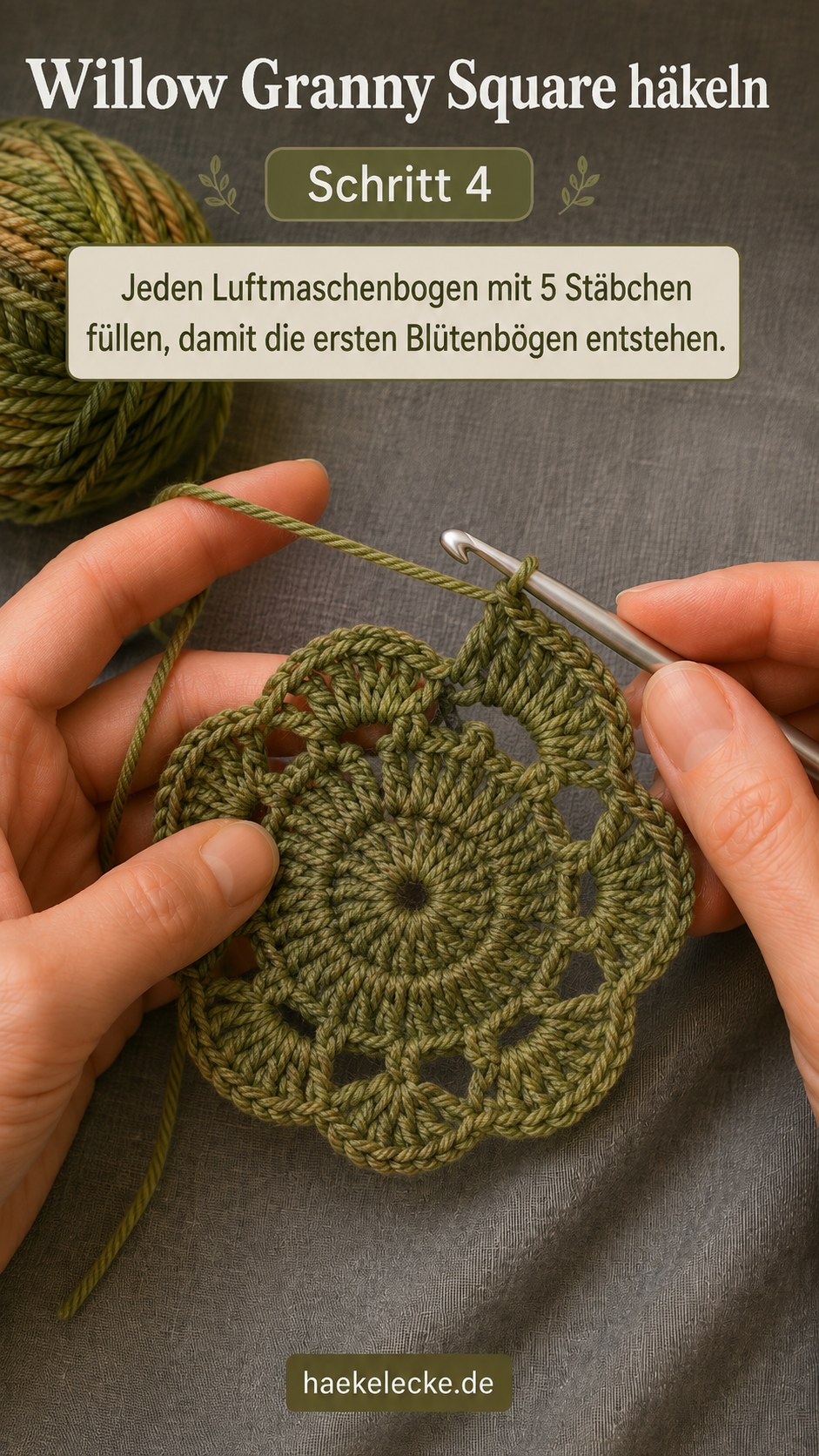Jeder Bogen wird mit 5 Stäbchen gefüllt, so entstehen die ersten Blütenblätter