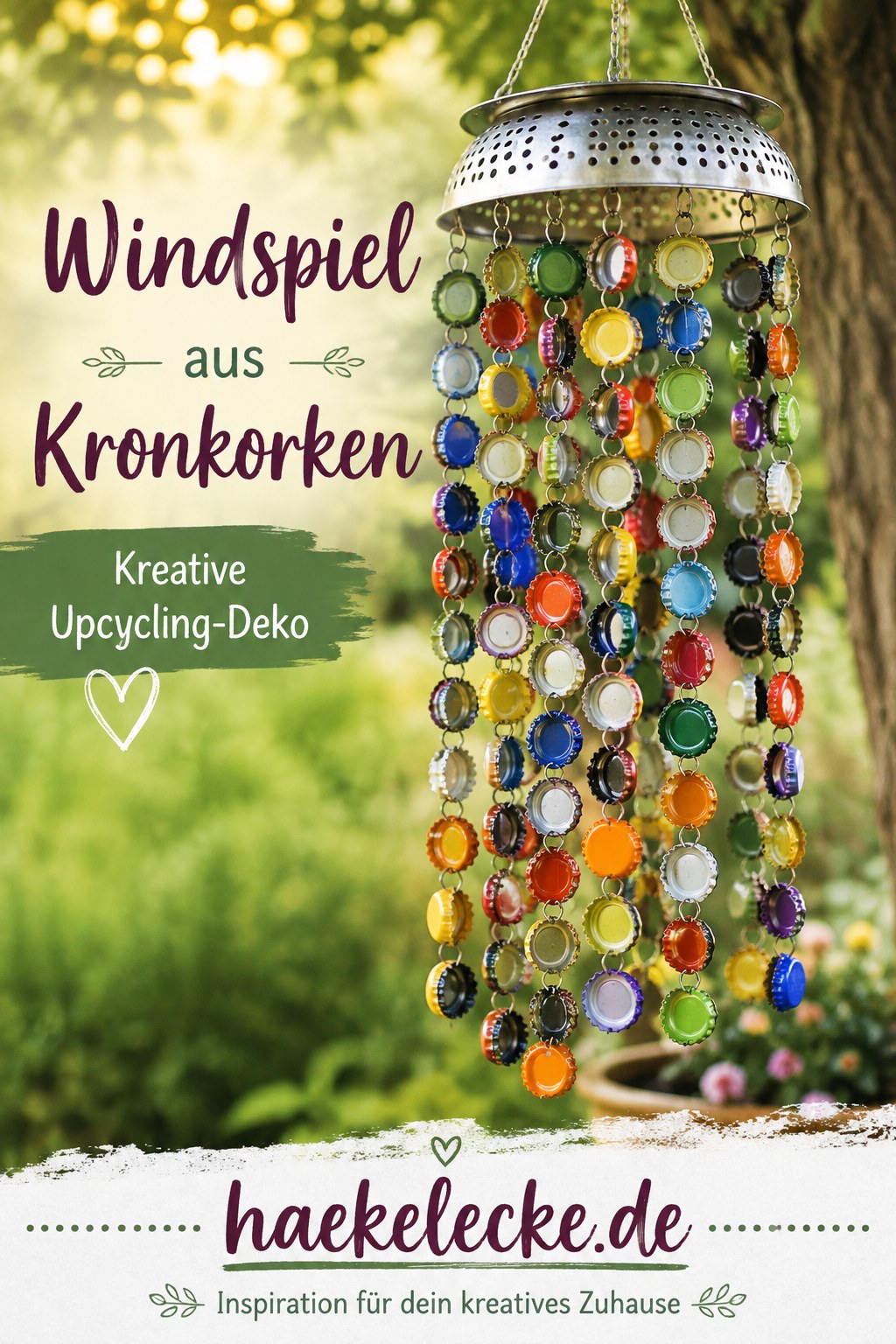 Blumen-Windspiel aus Dose mit bunten Bändern